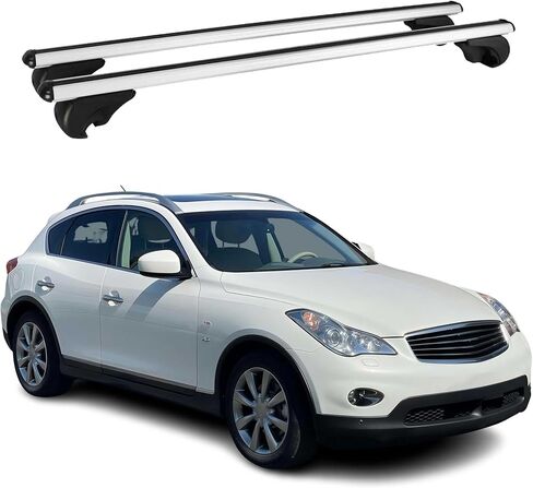 OMAC Roof Rack Cross Bars for Infiniti QX50 2014-2017 Lockable 198Lbs Aluminium Silver 2Pcs fits Cargo Carriers Kayak Canoe Bike Snowboard in Saudi Arabia
