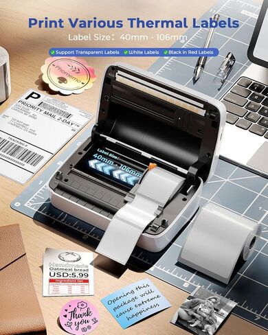 طابعة ملصقات Phomemo Bluetooth M421 - ملصقات شحن لاسلكية 4x6 للشركات الصغيرة، طابعة حرارية متوافقة مع الهاتف والكمبيوتر الشخصي، صانع ملصقات الباركود المحمول in Kuwait