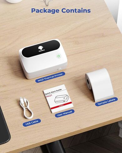 طابعة ملصقات Phomemo Bluetooth M421 - ملصقات شحن لاسلكية 4x6 للشركات الصغيرة، طابعة حرارية متوافقة مع الهاتف والكمبيوتر الشخصي، صانع ملصقات الباركود المحمول in Kuwait
