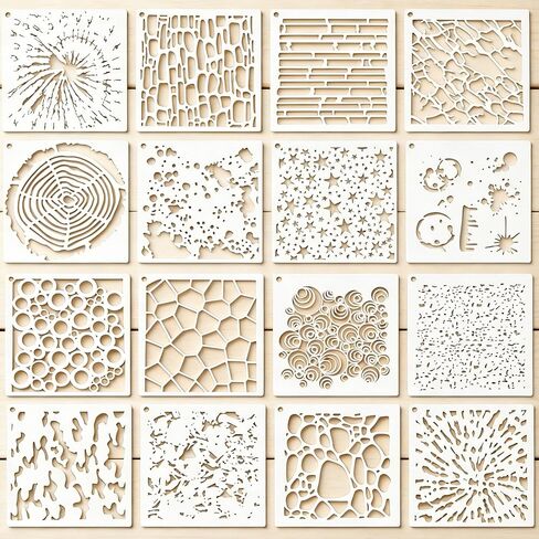 16PCS Geometric Stencils for Painting, Reusable Abstract Layering Stencils for Crafts, Perfect for Wood, Walls, Furniture, Card Making, Cake Decorating, Rock Painting in Saudi Arabia