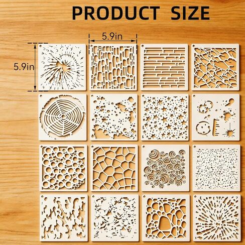 16PCS Geometric Stencils for Painting, Reusable Abstract Layering Stencils for Crafts, Perfect for Wood, Walls, Furniture, Card Making, Cake Decorating, Rock Painting in Saudi Arabia