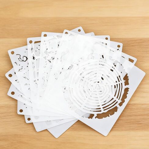 16PCS Geometric Stencils for Painting, Reusable Abstract Layering Stencils for Crafts, Perfect for Wood, Walls, Furniture, Card Making, Cake Decorating, Rock Painting in Saudi Arabia