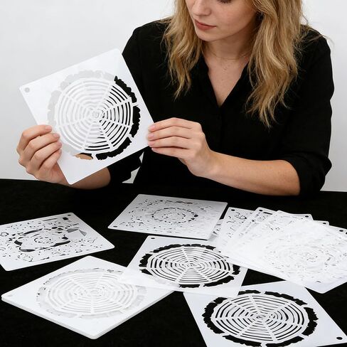 16PCS Geometric Stencils for Painting, Reusable Abstract Layering Stencils for Crafts, Perfect for Wood, Walls, Furniture, Card Making, Cake Decorating, Rock Painting in Saudi Arabia