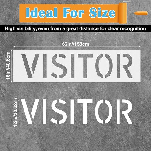 12" Letter Visitor Parking Stencil with Update Materials, Larbeti Parking Lot Stencils for Painting Visitor with 17"x 62.6" Silicone & High-Strength Fiber for Lot Painting Sign Reusable & Foldable in Saudi Arabia
