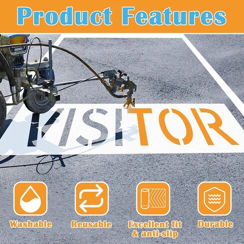 12" Letter Visitor Parking Stencil with Update Materials, Larbeti Parking Lot Stencils for Painting Visitor with 17"x 62.6" Silicone & High-Strength Fiber for Lot Painting Sign Reusable & Foldable in Saudi Arabia