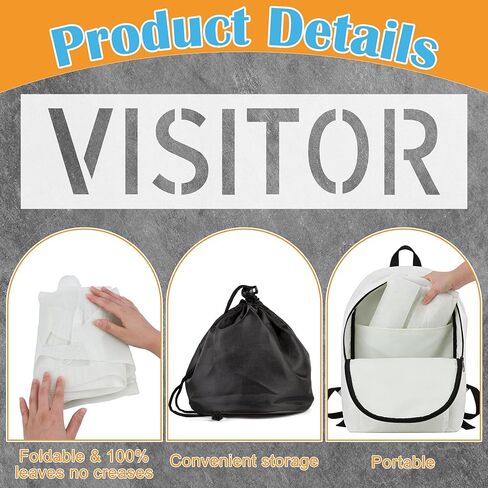 12" Letter Visitor Parking Stencil with Update Materials, Larbeti Parking Lot Stencils for Painting Visitor with 17"x 62.6" Silicone & High-Strength Fiber for Lot Painting Sign Reusable & Foldable in Saudi Arabia