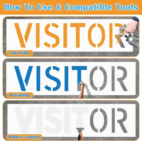 12" Letter Visitor Parking Stencil with Update Materials, Larbeti Parking Lot Stencils for Painting Visitor with 17"x 62.6" Silicone & High-Strength Fiber for Lot Painting Sign Reusable & Foldable in Saudi Arabia