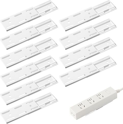 10Pcs Adhesive Power Strip Mount, No Pre-drilled Power Strip Holder Wall Mount, Socket Holder Fixer for Home Office Computer Kitchen(White) in Kuwait