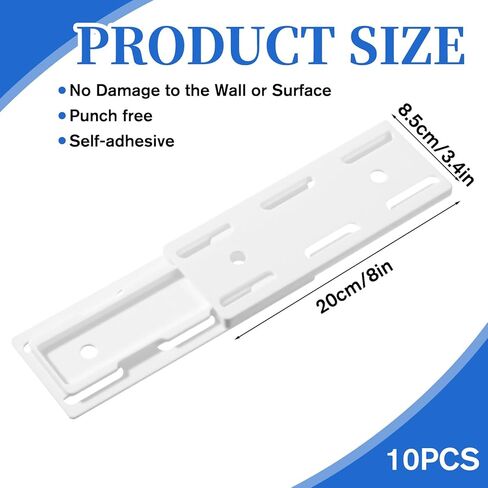 10Pcs Adhesive Power Strip Mount, No Pre-drilled Power Strip Holder Wall Mount, Socket Holder Fixer for Home Office Computer Kitchen(White) in Kuwait