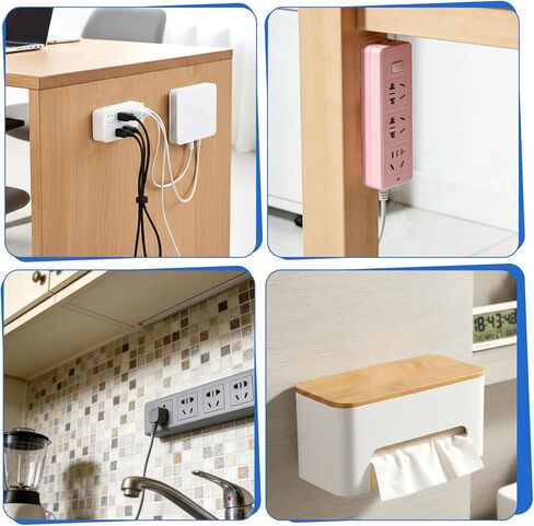 10Pcs Adhesive Power Strip Mount, No Pre-drilled Power Strip Holder Wall Mount, Socket Holder Fixer for Home Office Computer Kitchen(White) in Kuwait