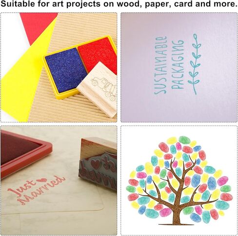 PATIKIL 3"x2.2" Craft Ink Pad for Rubber Stamp, 15Pcs Washable Stamp Pad Card Making Stamping Scrapbook Fingerprint Footprint Handprint, 6 Colors in Kuwait