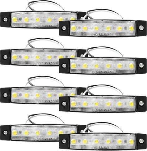 Sun Walker 8 قطع مصابيح LED لشريط الصخور، 3.77 بوصة مقاومة للماء 6 مصابيح LED لعلامات جانبية للسيارة، أدوات إضاءة جيدة لحاجز العجلة، توهج خارجي لمقطورة شاحنة السيارة (أبيض) in Kuwait