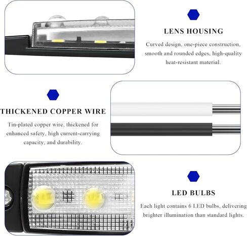 Sun Walker 8 قطع مصابيح LED لشريط الصخور، 3.77 بوصة مقاومة للماء 6 مصابيح LED لعلامات جانبية للسيارة، أدوات إضاءة جيدة لحاجز العجلة، توهج خارجي لمقطورة شاحنة السيارة (أبيض) in Kuwait