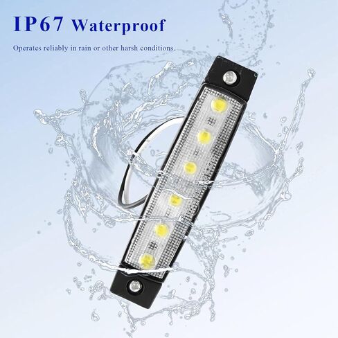 Sun Walker 8 قطع مصابيح LED لشريط الصخور، 3.77 بوصة مقاومة للماء 6 مصابيح LED لعلامات جانبية للسيارة، أدوات إضاءة جيدة لحاجز العجلة، توهج خارجي لمقطورة شاحنة السيارة (أبيض) in Kuwait
