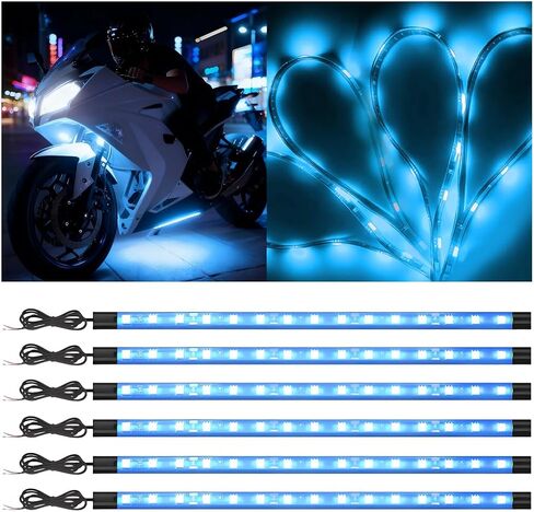 مجموعة إضاءة LED للدراجة النارية RGB، 6 قطع تيار مستمر 12 فولت مجموعة مصابيح شريطية مقاومة للماء للدراجات النارية، مصباح جو لعربة الجولف بتأثير أرضي خارجي، عالمي لشاحنة SUV RV (أرجواني) in Kuwait