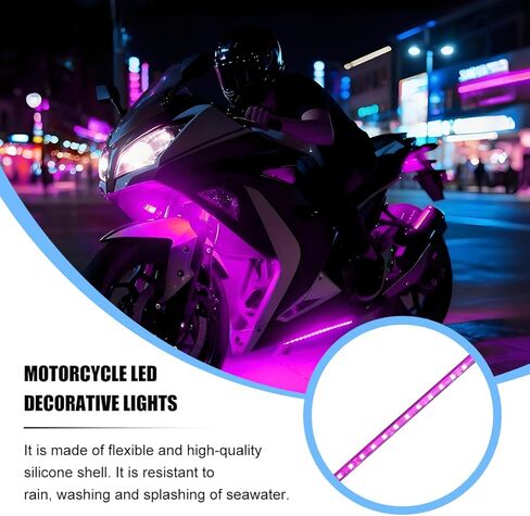 مجموعة إضاءة LED للدراجة النارية RGB، 6 قطع تيار مستمر 12 فولت مجموعة مصابيح شريطية مقاومة للماء للدراجات النارية، مصباح جو لعربة الجولف بتأثير أرضي خارجي، عالمي لشاحنة SUV RV (أرجواني) in Kuwait