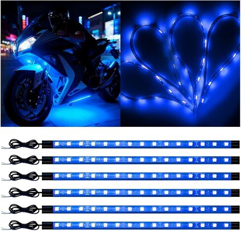 مجموعة إضاءة LED للدراجة النارية RGB، 6 قطع تيار مستمر 12 فولت مجموعة مصابيح شريطية مقاومة للماء للدراجات النارية، مصباح جو لعربة الجولف بتأثير أرضي خارجي، عالمي لشاحنة SUV RV (أرجواني) in Kuwait