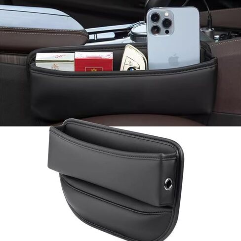 2 Pack Universal Fit Premium Leather Car Seat Gap Filler Organizer, Center Console Organizer for Car SUV Truck (Black，2 Pack) in Saudi Arabia