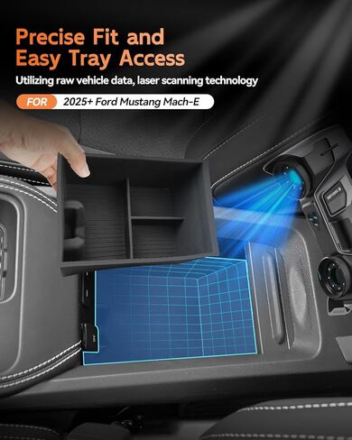 for 2025 2026 Ford Mustang Mach E Center Console Lower Storage Tray – Silicone Bottom Organizer Insert for Armrest Compartment – 2025 2026 Mache Facelift Models Interior Accessories in Saudi Arabia