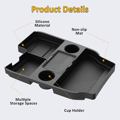 Falafa Center Console Organizer Compatible with 2025 2026 Toyota Sienna with Cup Holder, Soft Silicone Lower Center Console Tray Storage Box for 2021-2026 Toyota Sienna in Saudi Arabia
