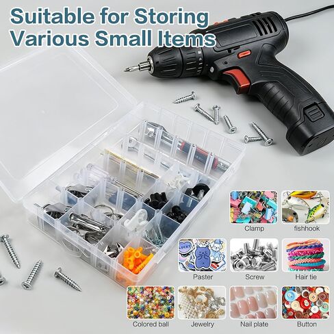 DILIBRA 5 Pack 36 Grids Large Plastic Organizer Box with Adjustable Dividers, Clear Craft Organizers Bead Organizers with Label Stickers, Compartment Container for Beads Crafts Jewelry Fishing Tackles in Saudi Arabia