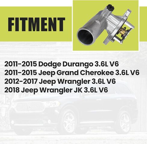 Aluminum Engine Coolant Thermostat Housing Assembly Compatible with Jeep Grand Cherokee Wrangler JK Dodge Durango 2011-2018 3.6L V6 Replace 902-852 5184651AG 5184651AH in Kuwait