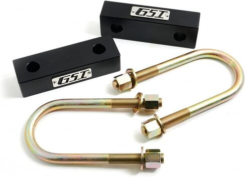 GSI 2" Rear Lowering Block Kit for 1963-1972 Chevy GMC C10, Billet Aluminum Drop Blocks, Includes Grade 8 Zinc U-Bolts, Black Anodized in Saudi Arabia