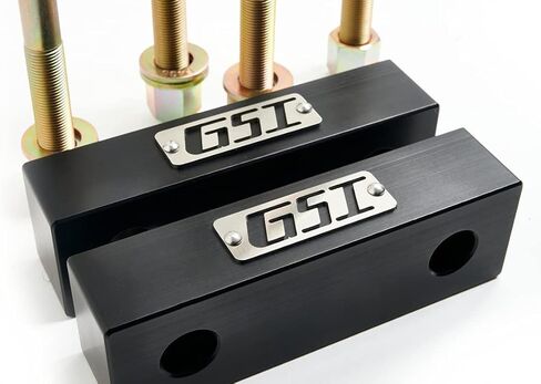 GSI 2" Rear Lowering Block Kit for 1963-1972 Chevy GMC C10, Billet Aluminum Drop Blocks, Includes Grade 8 Zinc U-Bolts, Black Anodized in Saudi Arabia