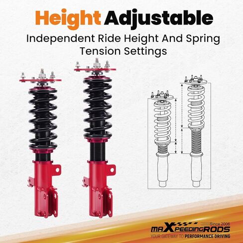 maXpeedingrods Coilovers for Toyota Corolla E140/E160 2009-2013, E150/E170 2014-2019, for Toyota Matrix E140 LE 2009-2019, 24 Levels Damper Adjustable Struts, Height Adjustable Lowering Kit Red in Kuwait