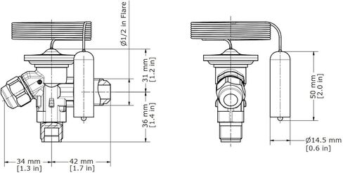 Danfoss 068Z3400 1/6-4.5TR جسم صمام التوسيع، T 2، R404A، R507A، 3/8x1/2 بوصة، مضيئة، داخلي معادلة، تدفق فردي، -40 إلى 50 فهرنهايت، السعة المحددة حسب حجم الفتحة تباع بشكل منفصل، 068Z3508 in Kuwait