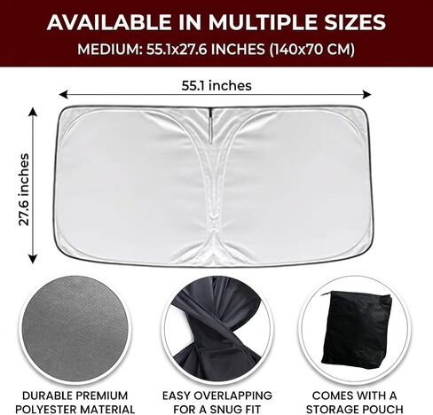 Windshield Sun Shade, Foldable Car Sunshade for Easy Storage, Universal Sun Protector for Cars, SUVs, Trucks – Blocks Glare, Reduces Heat, Keeps Interior Cooler in Saudi Arabia