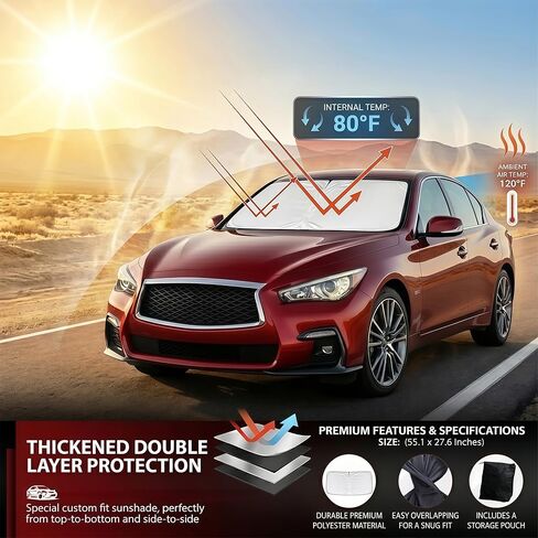 Windshield Sun Shade, Foldable Car Sunshade for Easy Storage, Universal Sun Protector for Cars, SUVs, Trucks – Blocks Glare, Reduces Heat, Keeps Interior Cooler in Saudi Arabia