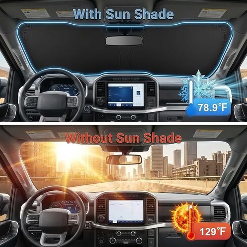 Windshield Sun Shade, Foldable Car Sunshade for Easy Storage, Universal Sun Protector for Cars, SUVs, Trucks – Blocks Glare, Reduces Heat, Keeps Interior Cooler in Saudi Arabia
