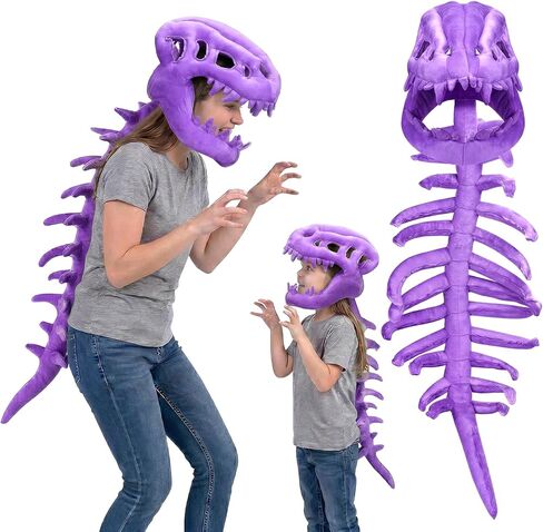 Dinosaur Skeleton Plush Costume Set, Soft 3D Spinosaurus Skull Headpiece with Spine Back Piece Outfit for Cosplay in Kuwait