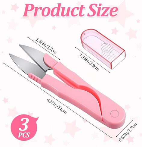 3Pcs Thread Snips for Sewing, Stainless Steel Thread Snippers Small Sewing Scissors with Cover, Portable & Precision Cutting (Black White Pink) in Saudi Arabia