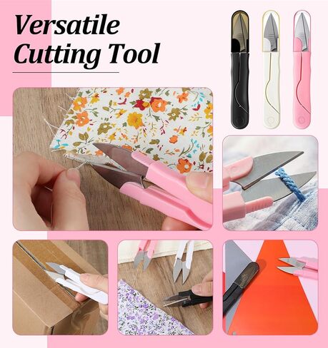 3Pcs Thread Snips for Sewing, Stainless Steel Thread Snippers Small Sewing Scissors with Cover, Portable & Precision Cutting (Black White Pink) in Saudi Arabia