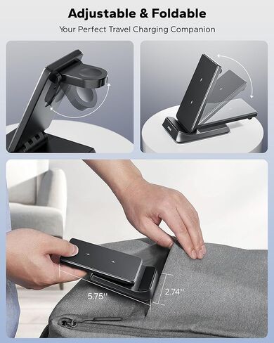 KPON for Magsafe Charger Stand,3 in 1 Wireless Charging Station for Apple,15W Max Foldable Charger Fast Charging Multiple Devices for iphone15/14/13/12/Pro/Pro Max,Airpods,Apple Watch in Saudi Arabia