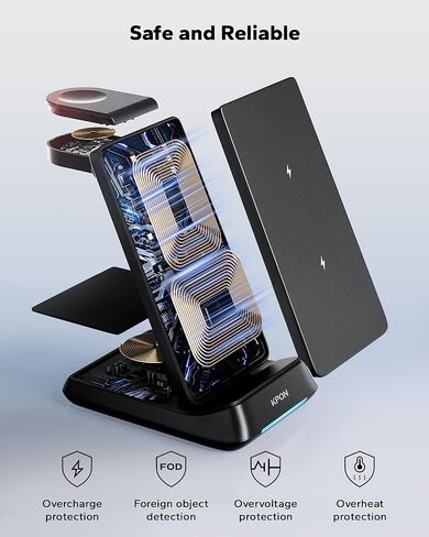 KPON for Magsafe Charger Stand,3 in 1 Wireless Charging Station for Apple,15W Max Foldable Charger Fast Charging Multiple Devices for iphone15/14/13/12/Pro/Pro Max,Airpods,Apple Watch in Saudi Arabia