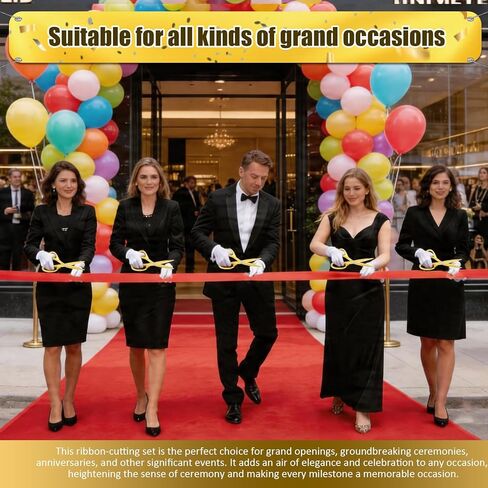 Ribbon Cutting Scissors Set – Large Gold Scissors and White Gloves for Grand Openings and Business Events (10.2") in Saudi Arabia