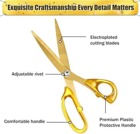 Ribbon Cutting Scissors Set – Large Gold Scissors and White Gloves for Grand Openings and Business Events (10.2") in Saudi Arabia