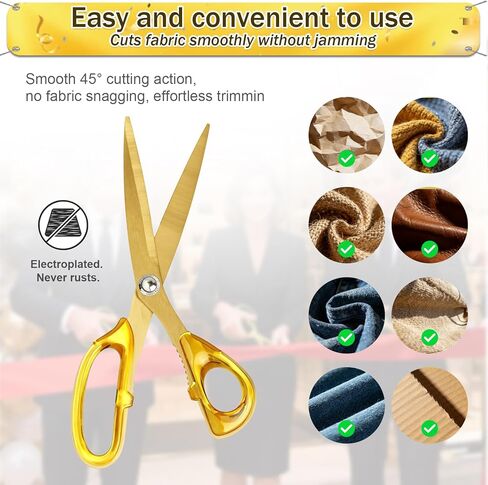 Ribbon Cutting Scissors Set – Large Gold Scissors and White Gloves for Grand Openings and Business Events (10.2") in Saudi Arabia