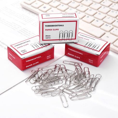 Officemate Premium 28mm Paper Clips, 1,000pcs Paper Clips (10 Boxes of 100 Each) 1.1inch, Silver in Saudi Arabia