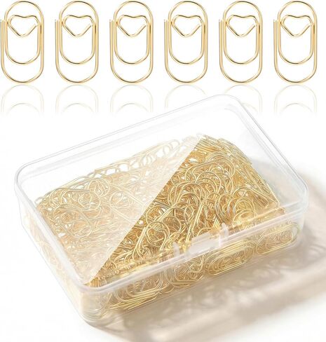 Heart Paper Clips, 200Pcs Gold Paper Clips 0.78 Inch Gold Metal Clip for Paperwork, Office, School, Desk Organizers, Wedding Invitations, DIY Crafts, and Scrapbooking in Kuwait