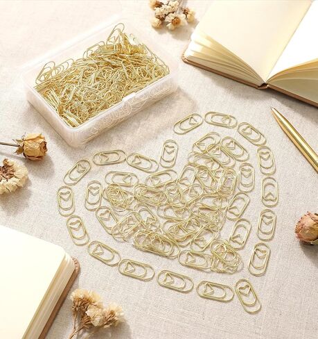Heart Paper Clips, 200Pcs Gold Paper Clips 0.78 Inch Gold Metal Clip for Paperwork, Office, School, Desk Organizers, Wedding Invitations, DIY Crafts, and Scrapbooking in Kuwait