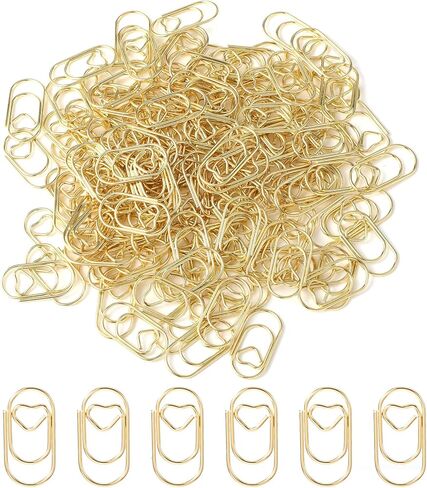Heart Paper Clips, 200Pcs Gold Paper Clips 0.78 Inch Gold Metal Clip for Paperwork, Office, School, Desk Organizers, Wedding Invitations, DIY Crafts, and Scrapbooking in Kuwait