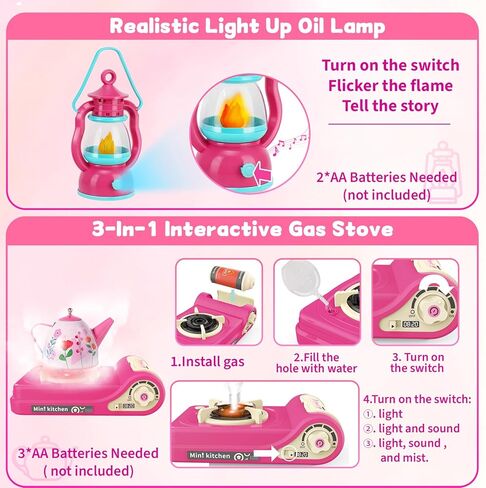 Kids Camping Set with Tent - Pop Up Tent, Indoor Outdoor Pretend Play with Tea Party Set for Little Girls, Princess Toys for Toddler Girls, Gift Idea for Girls Age 3 4 5 6 Year Old Birthday Christmas in Saudi Arabia