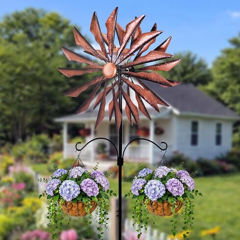 Large Outdoor Wind Spinner with Solar LED Light, Metal Angel Wind Garden Wind Turbine Stake, Weather-Resistant Decorative Solar-Powered Yard Art for Lawn, Patio & Garden in Saudi Arabia