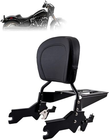Kinglemc Adjustable One-Piece Holdfast Sissy Bar Luggage Rack Passenger Backrest with Lock for Harley Davidson Low Rider Sport Glide FLSB FXLR FXLRS and FXLRST Models 2018-2025(Gloss Black) in Kuwait