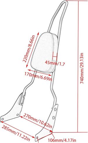 Passenger Sissy Bar Tall Rear Backrest Pad Fit for Honda Shadow Sabre Ace 1100 VT1100 1995-2005, Black in Kuwait