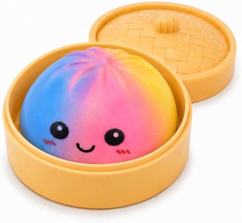 Fruit-Scented Dumpling Squishies Toys with Food Steamer,Blue-Purple Tie Dye Squeeze Dough Fidget Sensory Stress Balls,Stretchy Hand Desk Toys for Stress Relief Squishies Dumpling Gifts in Kuwait